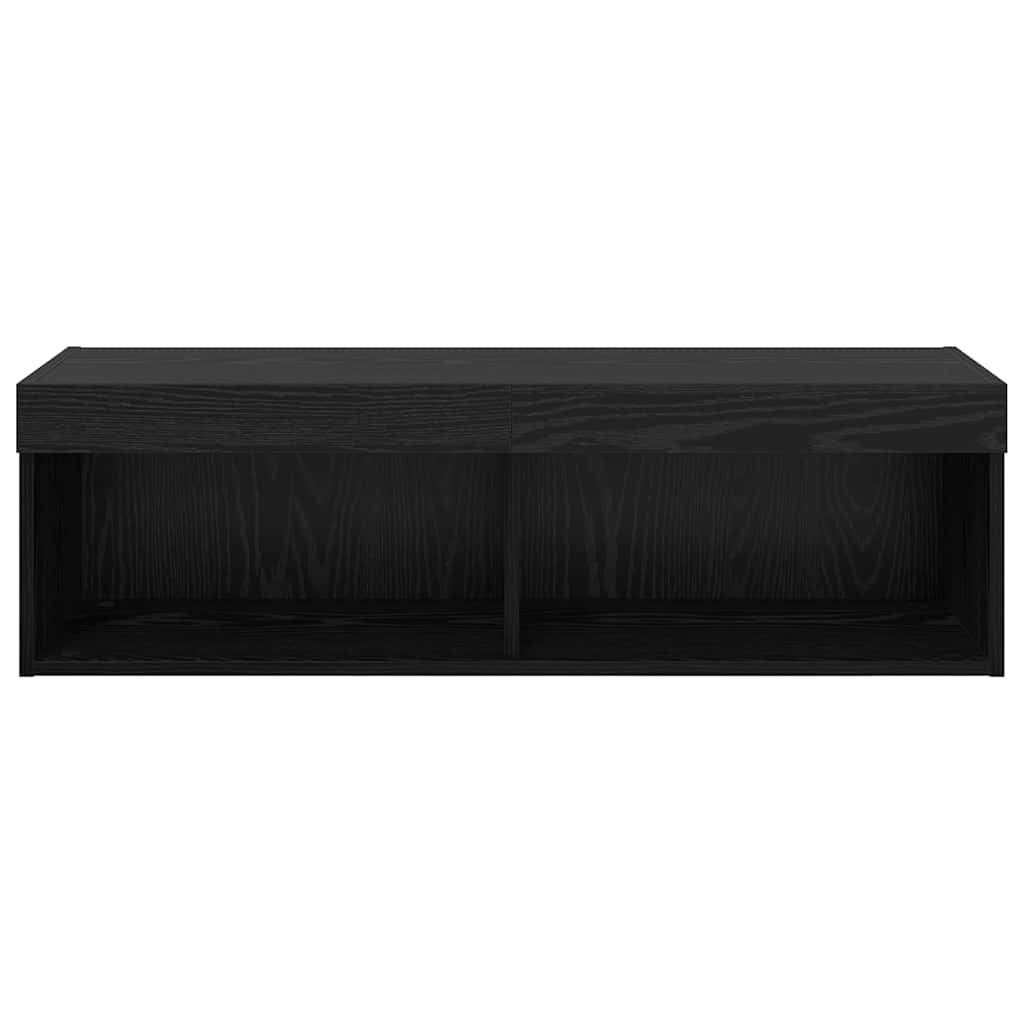 Mobile TV da parete con LED Rovere Nero 100 x 30 x 30 cm