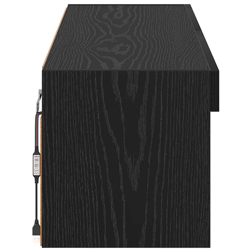 Mobile TV da parete con LED Rovere Nero 100 x 30 x 30 cm