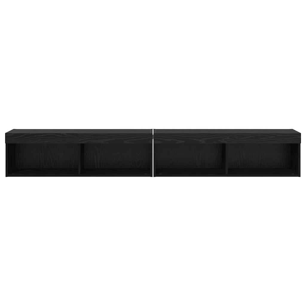 Set mobile TV con LED 2 pcs Rovere Nero 100 x 30 x 30 cm