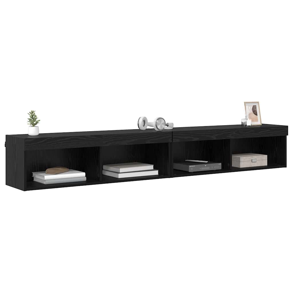Set mobile TV con LED 2 pcs Rovere Nero 100 x 30 x 30 cm