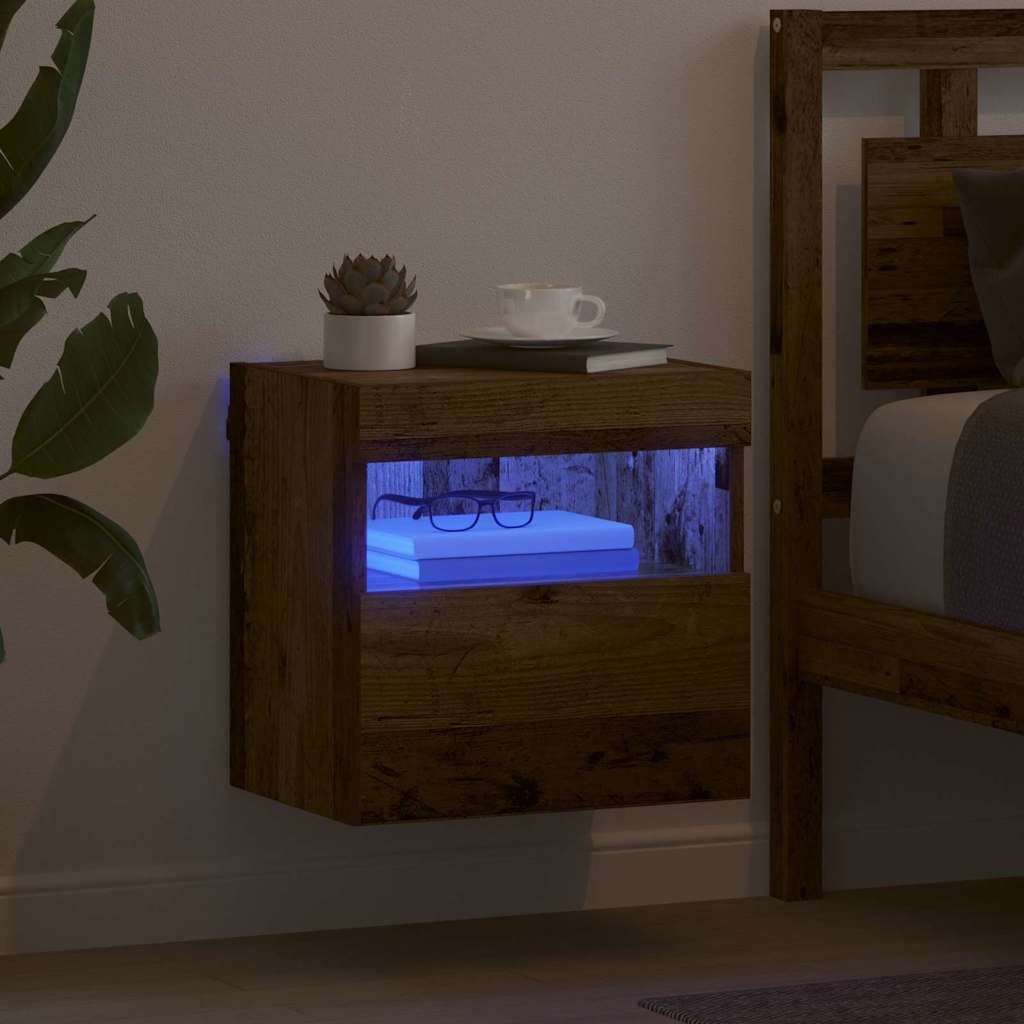 Mobile TV da parete con LED Legno vecchio 40 x 30 x 40 cm