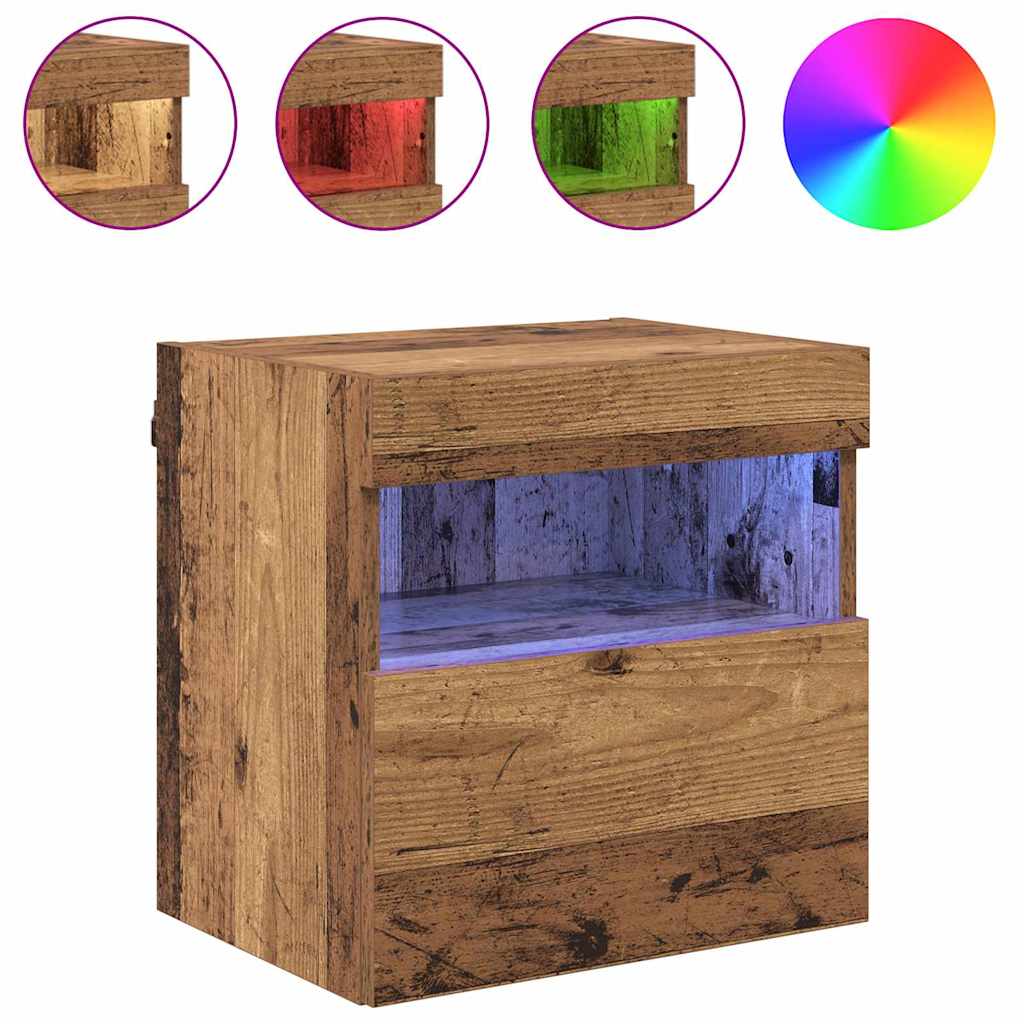 Mobile TV da parete con LED Legno vecchio 40 x 30 x 40 cm