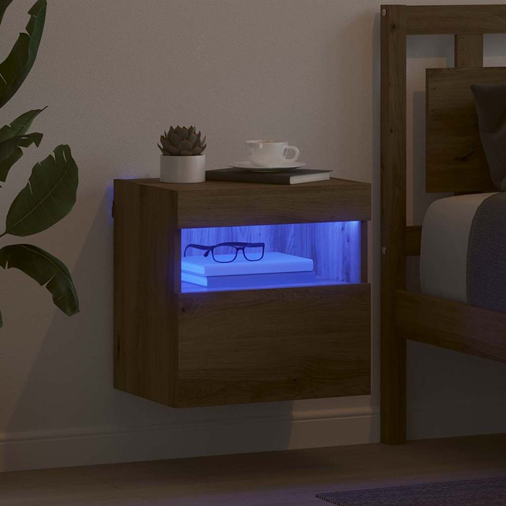 Mobile TV da parete con LED Rovere artigianale 40 x 30 x 40 cm
