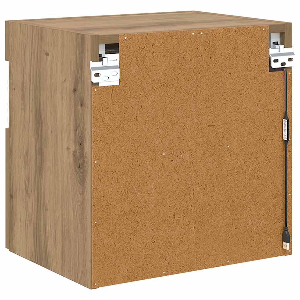 Mobile TV da parete con LED Rovere artigianale 40 x 30 x 40 cm