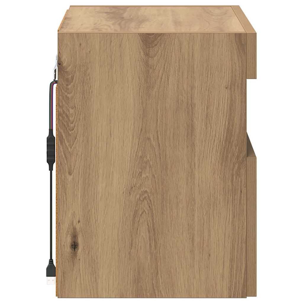 Mobile TV da parete con LED Rovere artigianale 40 x 30 x 40 cm