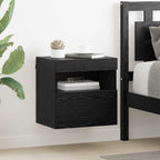 Mobile TV da parete con LED Rovere Nero 40 x 30 x 40 cm