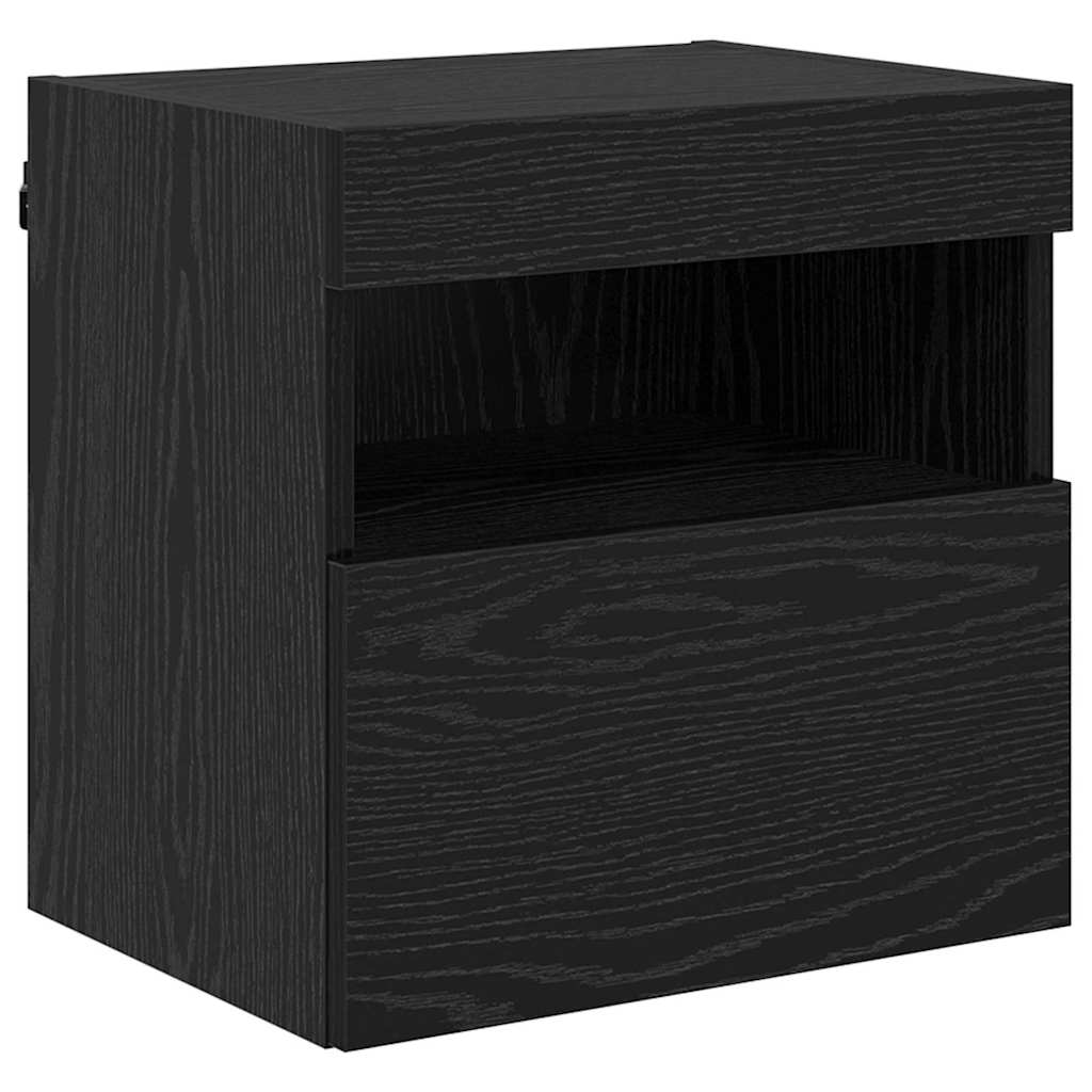 Mobile TV da parete con LED Rovere Nero 40 x 30 x 40 cm
