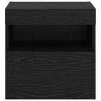 Mobile TV da parete con LED Rovere Nero 40 x 30 x 40 cm