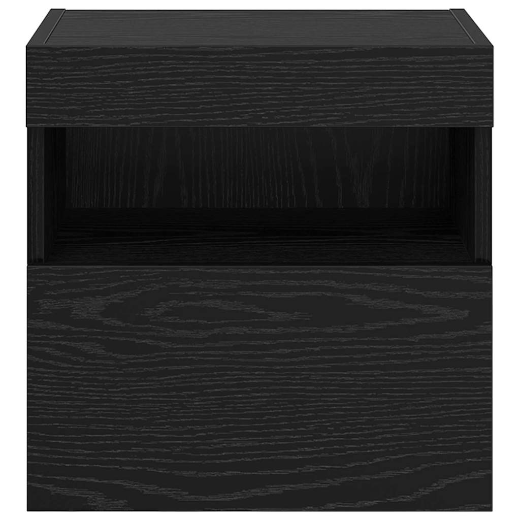 Mobile TV da parete con LED Rovere Nero 40 x 30 x 40 cm