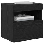 Mobile TV da parete con LED Rovere Nero 40 x 30 x 40 cm
