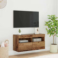 Mobile TV da parete con LED Legno vecchio 80 x 30 x 40 cm