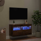 Mobile TV da parete con LED Legno vecchio 80 x 30 x 40 cm