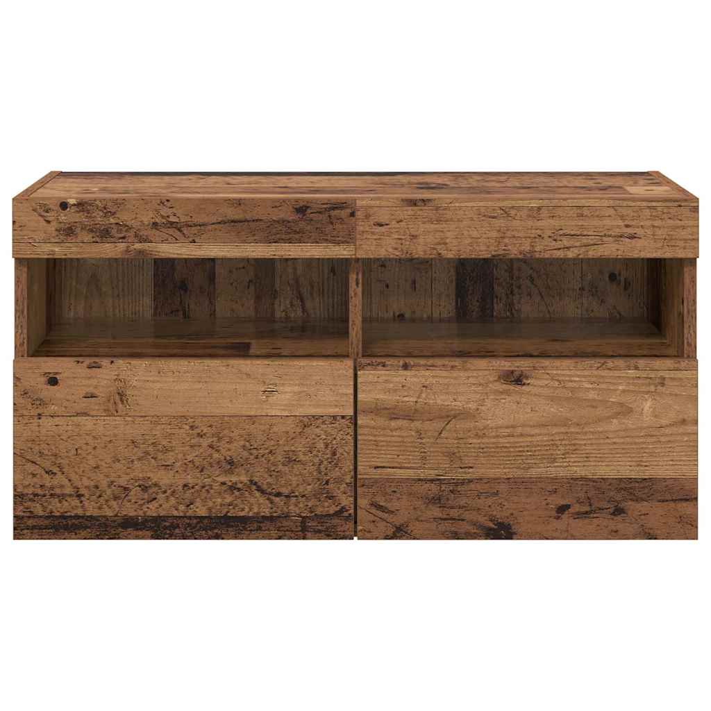 Mobile TV da parete con LED Legno vecchio 80 x 30 x 40 cm