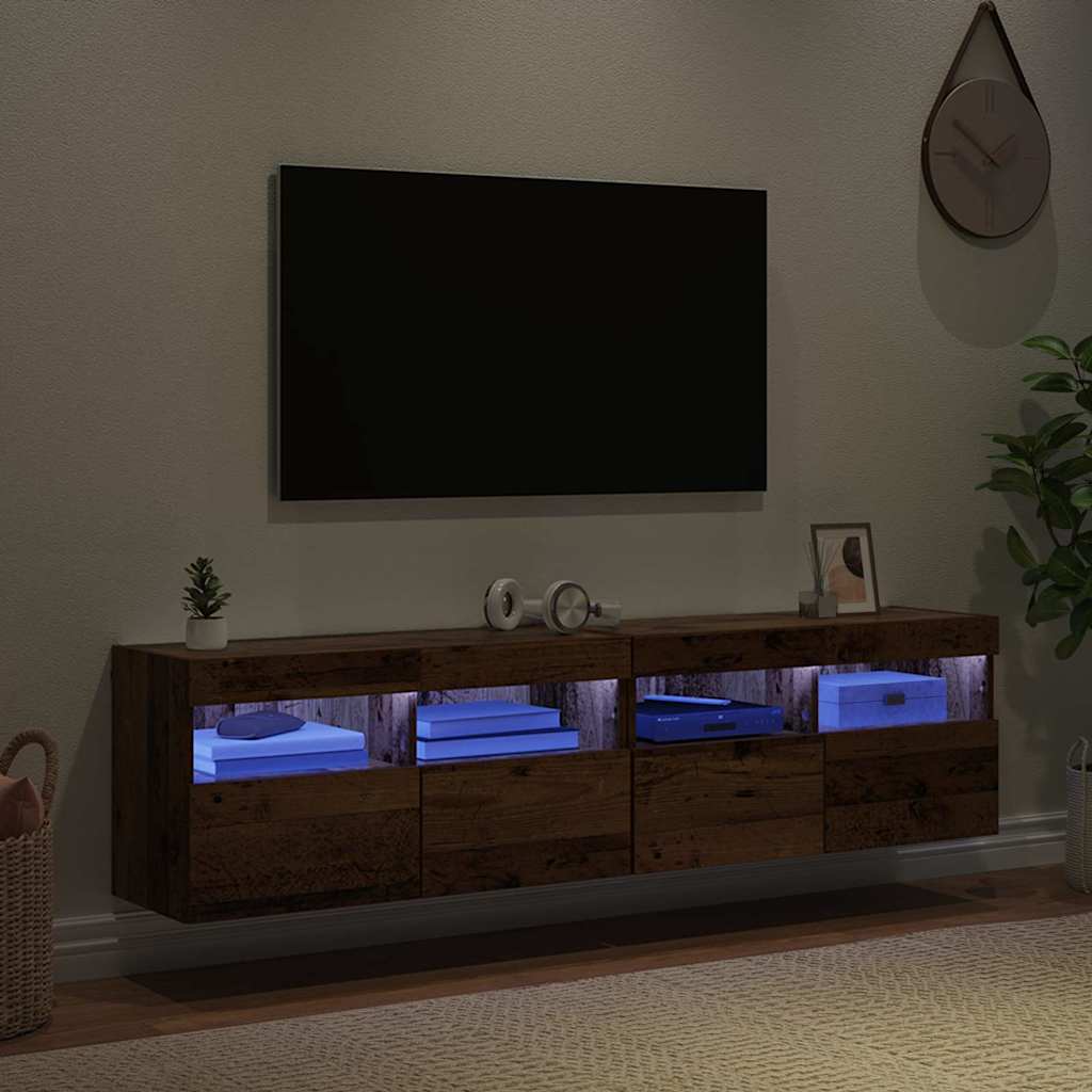 Mobiletti TV da Parete 2 pcs Legno vecchio 80 x 30 x 40 cm