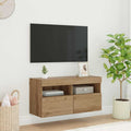 Mobile TV da parete con LED Rovere artigianale 80 x 30 x 40 cm