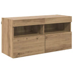 Mobile TV da parete con LED Rovere artigianale 80 x 30 x 40 cm