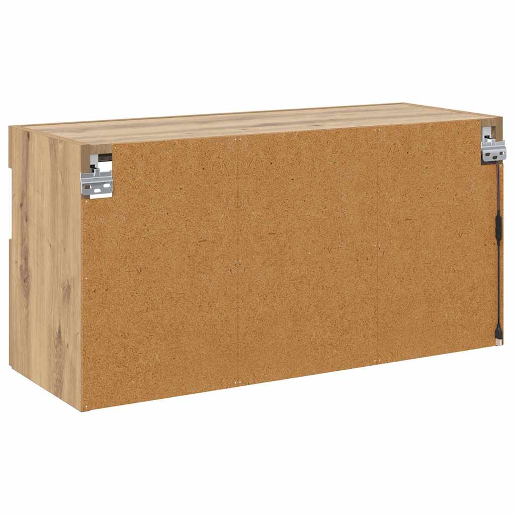 Mobile TV da parete con LED Rovere artigianale 80 x 30 x 40 cm