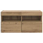 Mobile TV da parete con LED Rovere artigianale 80 x 30 x 40 cm