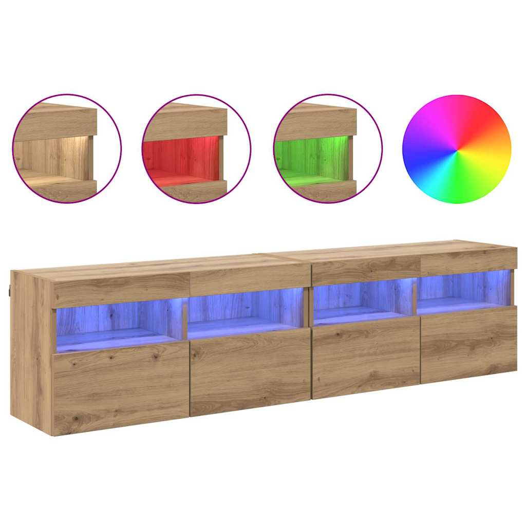 Mobiletti TV da Parete 2 pcs Rovere artigianale 80 x 30 x 40 cm