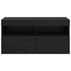 Mobile TV da parete con LED Rovere Nero 80 x 30 x 40 cm