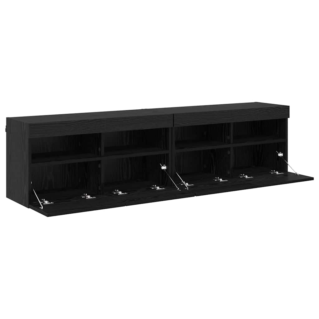 Mobiletti TV da Parete 2 pcs Rovere Nero 80 x 30 x 40 cm