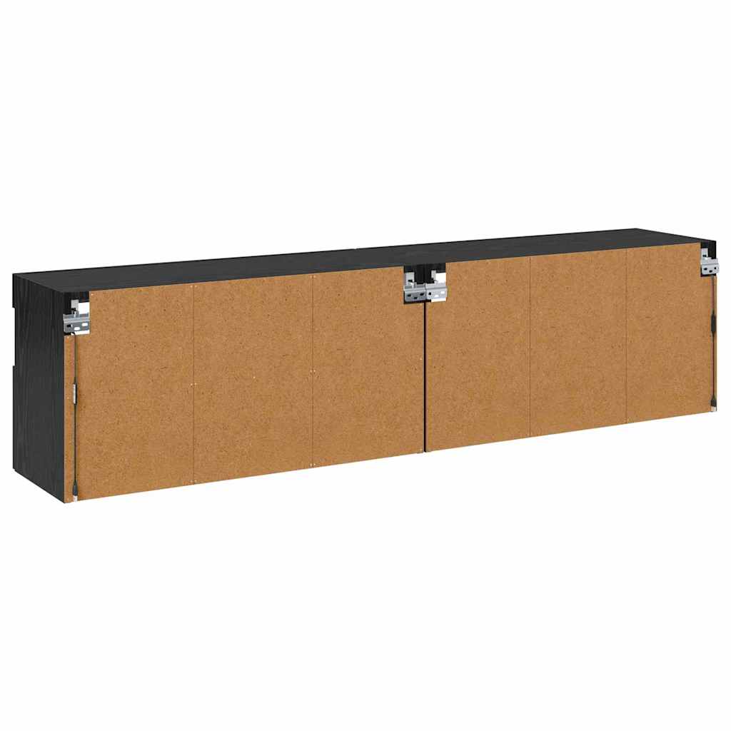 Mobiletti TV da Parete 2 pcs Rovere Nero 80 x 30 x 40 cm