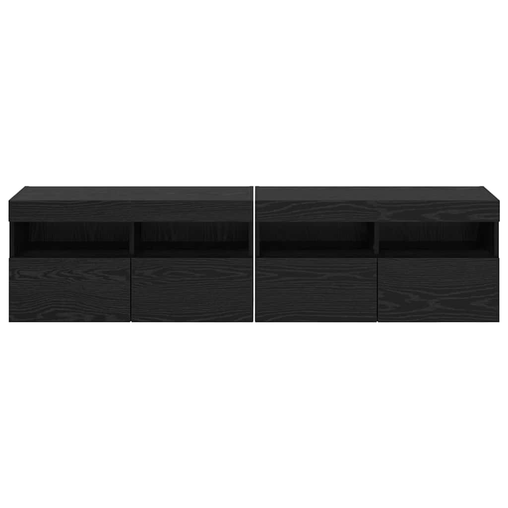 Mobiletti TV da Parete 2 pcs Rovere Nero 80 x 30 x 40 cm