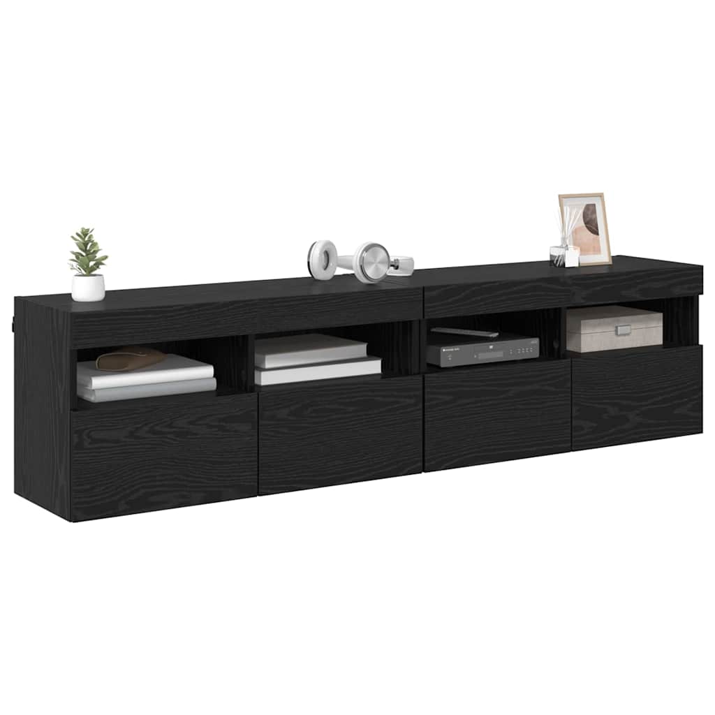 Mobiletti TV da Parete 2 pcs Rovere Nero 80 x 30 x 40 cm