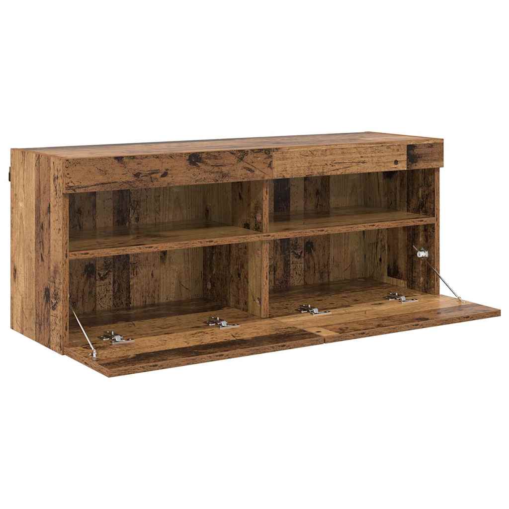 Mobile TV da parete con LED Legno vecchio 100 x 30 x 40 cm