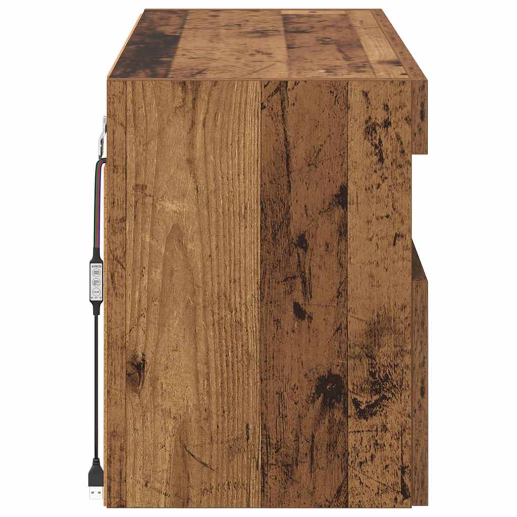Mobile TV da parete con LED Legno vecchio 100 x 30 x 40 cm