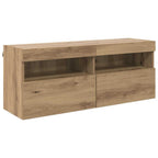 Mobile TV da parete con LED Rovere artigianale 100 x 30 x 40 cm