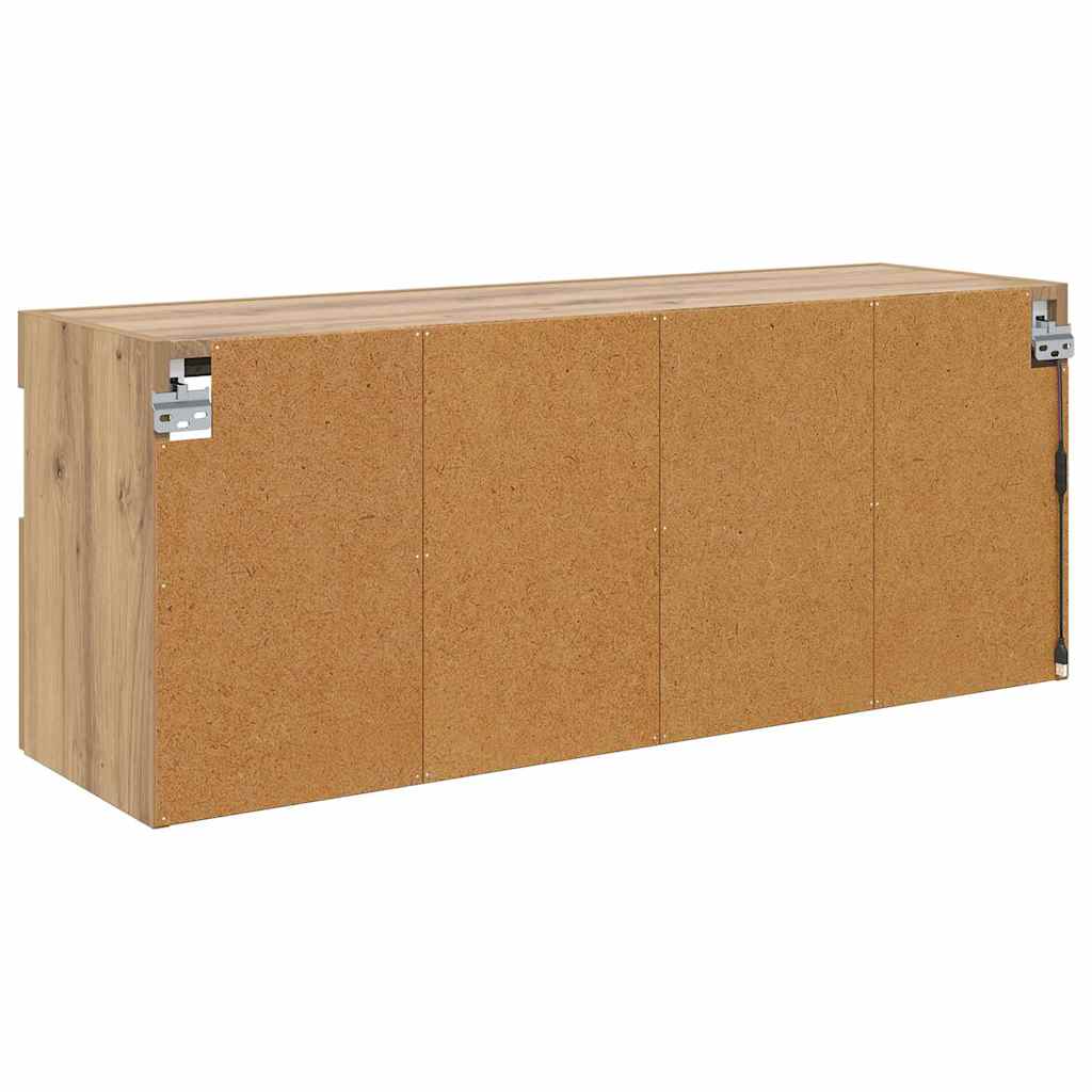 Mobile TV da parete con LED Rovere artigianale 100 x 30 x 40 cm
