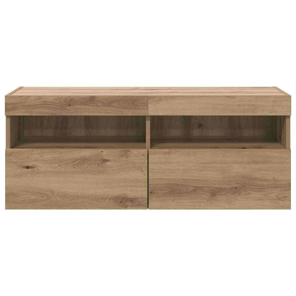 Mobile TV da parete con LED Rovere artigianale 100 x 30 x 40 cm