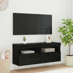 Mobile TV da parete con LED Rovere Nero 100 x 30 x 40 cm