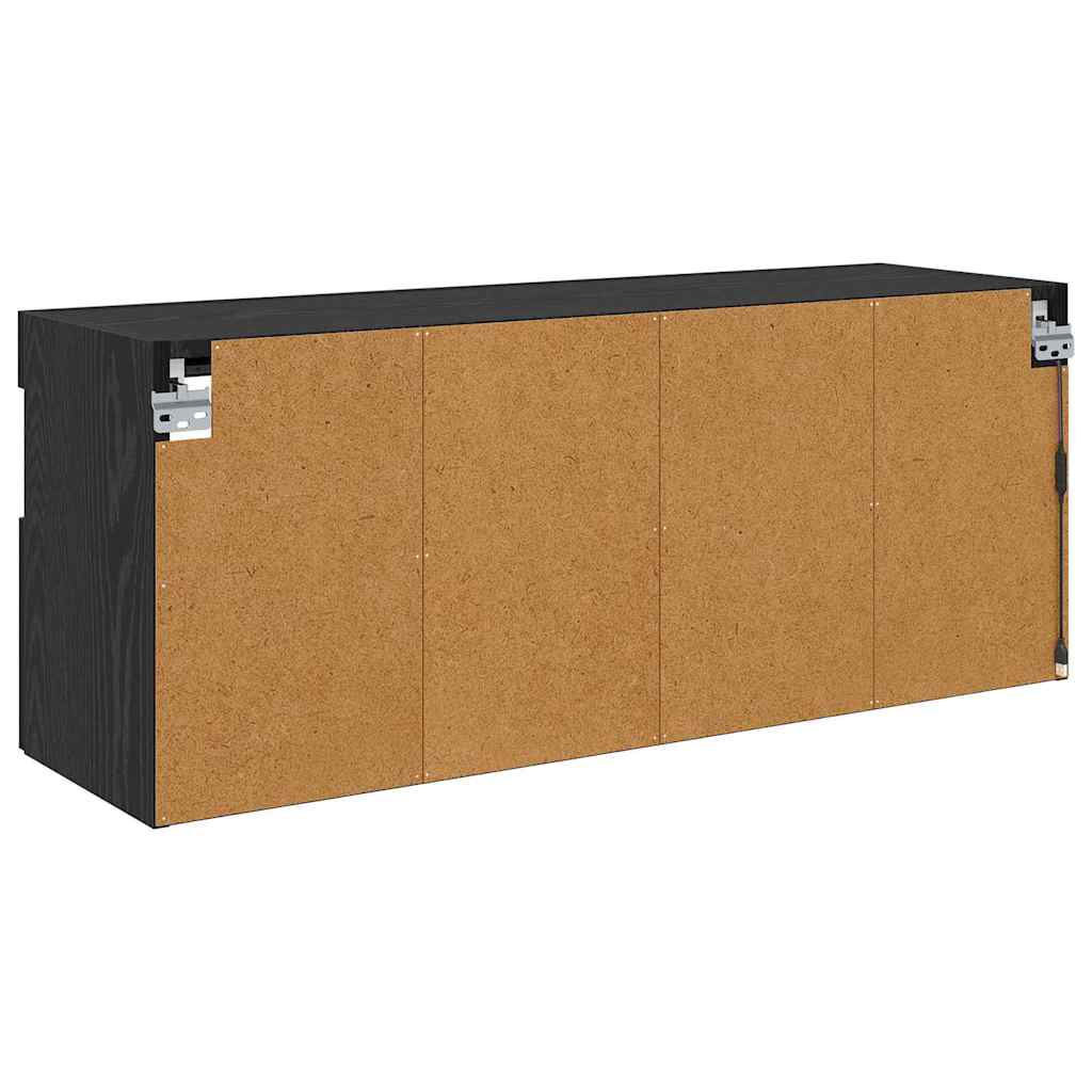 Mobile TV da parete con LED Rovere Nero 100 x 30 x 40 cm