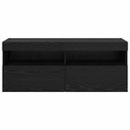 Mobile TV da parete con LED Rovere Nero 100 x 30 x 40 cm