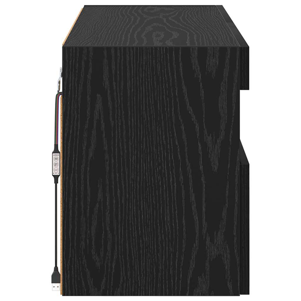 Mobile TV da parete con LED Rovere Nero 100 x 30 x 40 cm