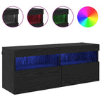 Mobile TV da parete con LED Rovere Nero 100 x 30 x 40 cm