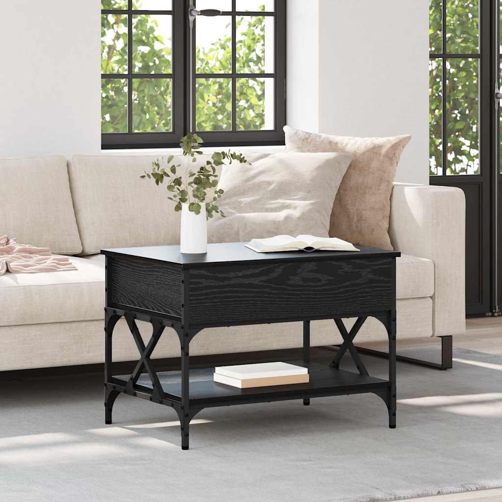 Tavolino da salotto Rovere Nero 70x50x50cm Legno multistrato
