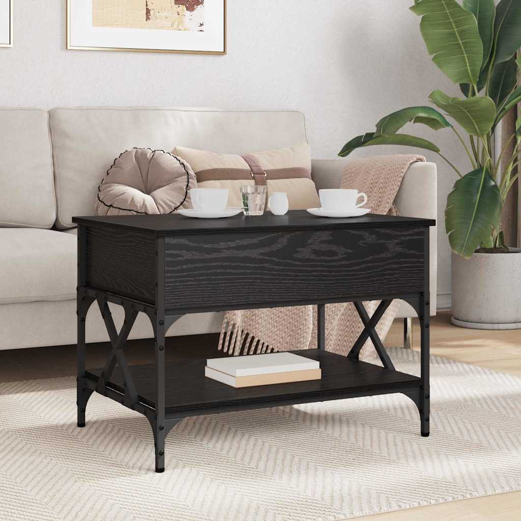 Tavolino da salotto Rovere Nero 70x50x50cm Legno multistrato