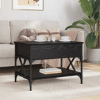 Tavolino da salotto Rovere Nero 70x50x50cm Legno multistrato