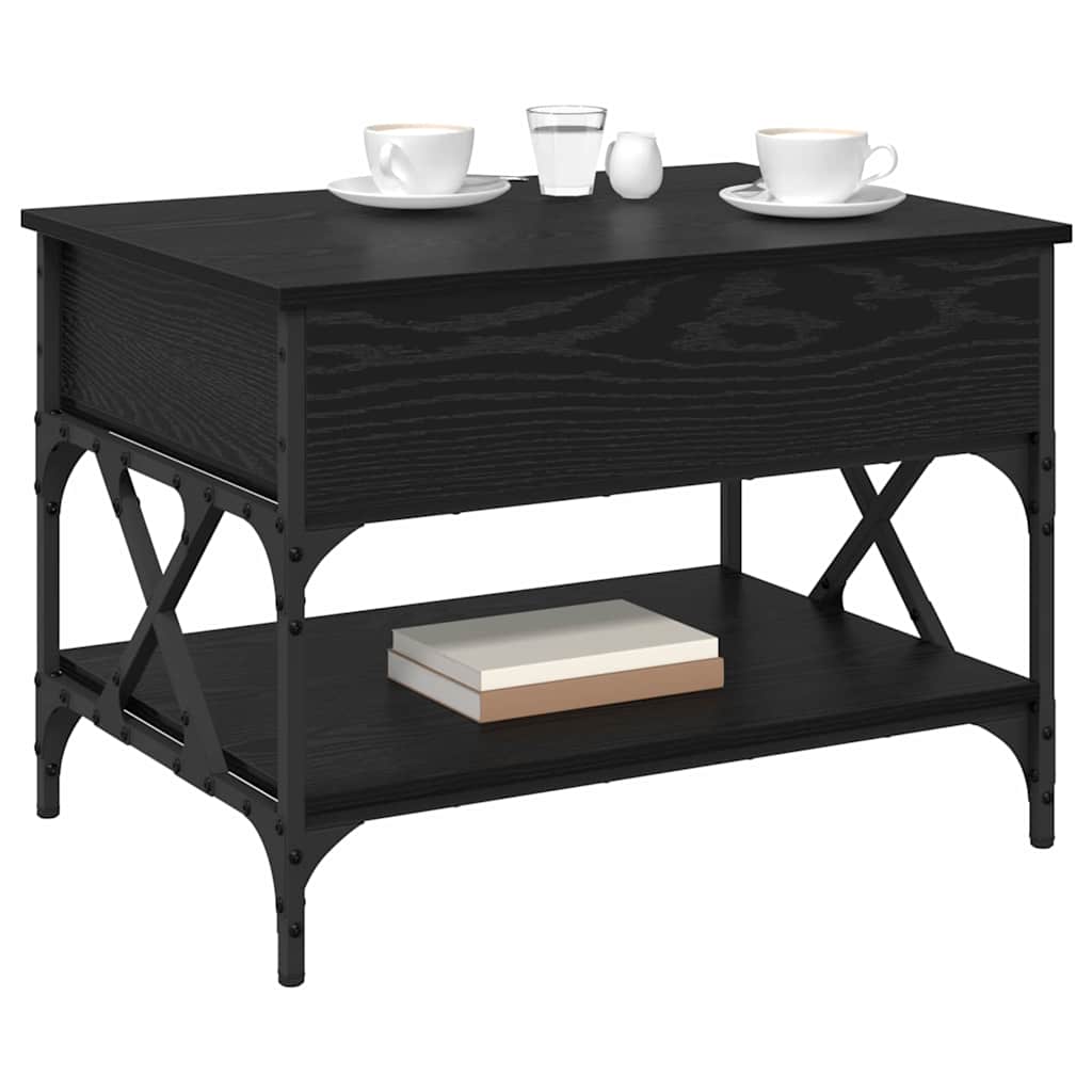 Tavolino da salotto Rovere Nero 70x50x50cm Legno multistrato