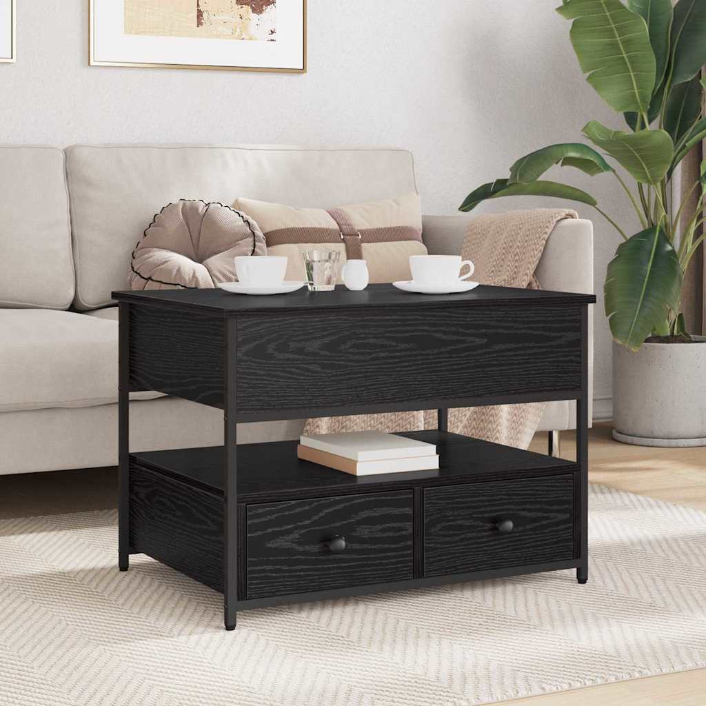 Tavolino da salotto con cassetto Rovere Nero 70 x 50 x 54.5 cm