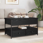 Tavolino da salotto con cassetto Rovere Nero 85 x 50 x 50 cm