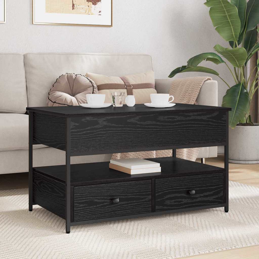Tavolino da salotto con cassetto Rovere Nero 85 x 50 x 50 cm