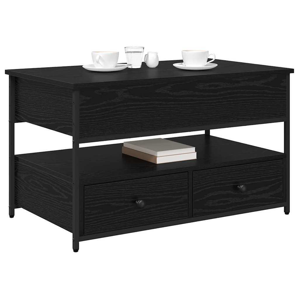 Tavolino da salotto con cassetto Rovere Nero 85 x 50 x 50 cm