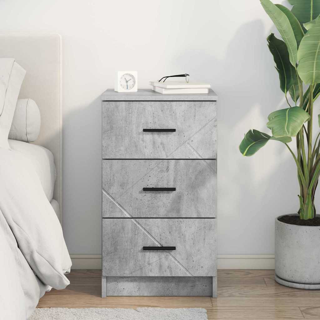 Armadio da Notte con cassetto Grigio cemento 38 x 38 x 66 cm