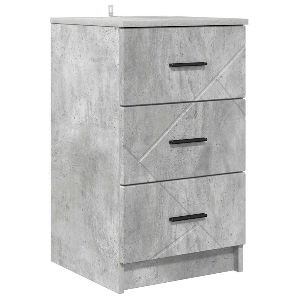 Armadio da Notte con cassetto Grigio cemento 38 x 38 x 66 cm