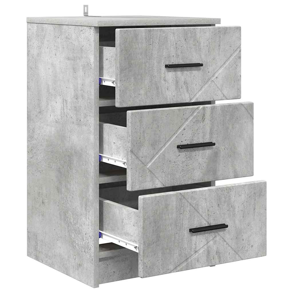 Armadio da Notte con cassetto Grigio cemento 38 x 38 x 66 cm