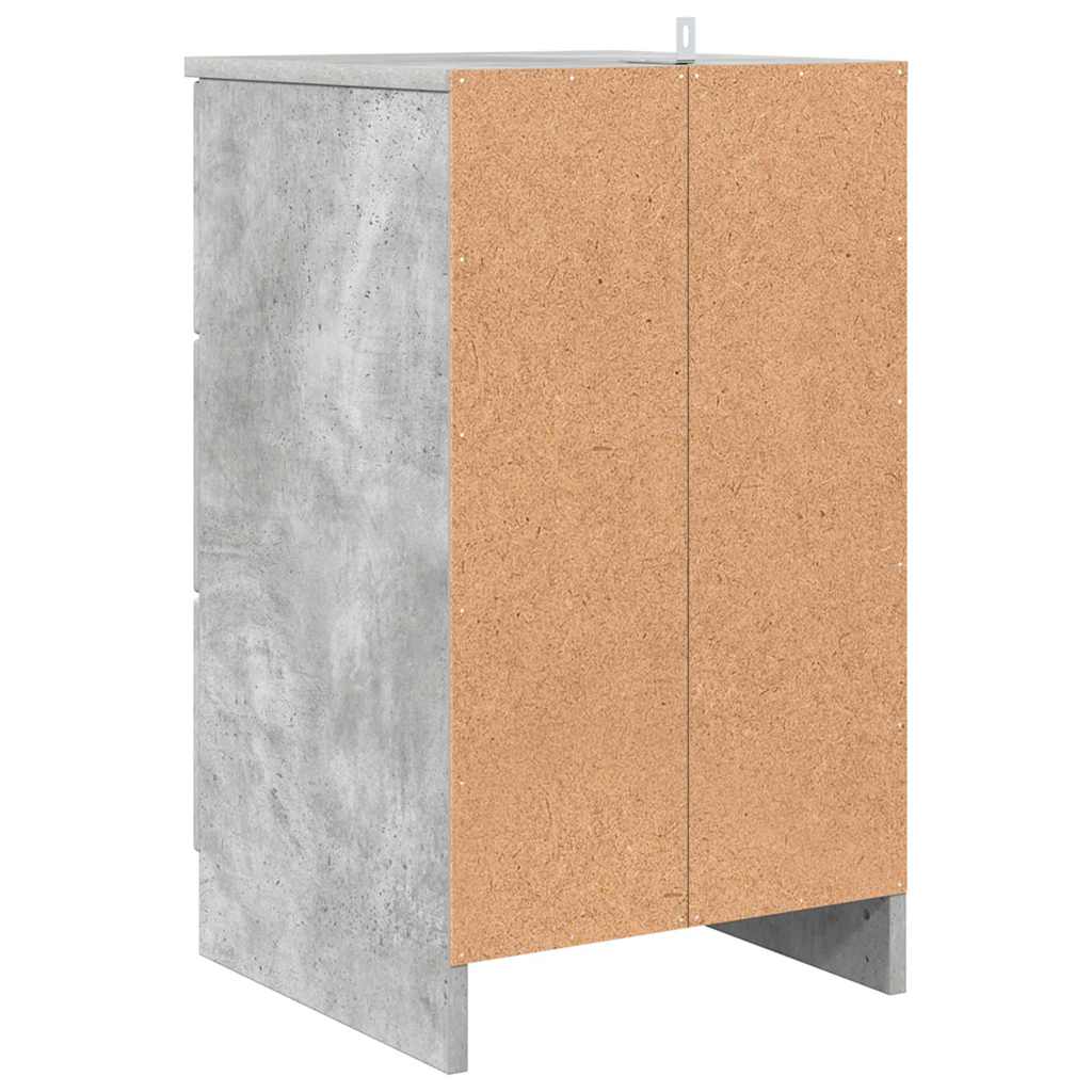 Armadio da Notte con cassetto Grigio cemento 38 x 38 x 66 cm